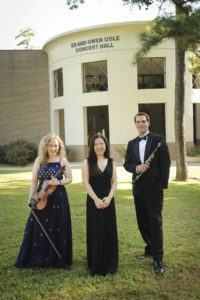 SFA music faculty members Jennifer Dalmas, violin, Geneva Fung, piano, and Christopher Ayer, clarinet, will perform trios for clarinet, violin and piano in a recital at 6 p.m. Tuesday, Jan. 24, in Cole Concert Hall on the SFA campus.