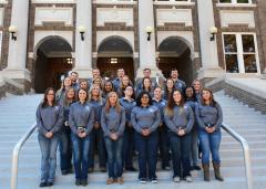 Stephen F. Austin State University will host its fourth-annual Purple Premium Cattle Sale beginning at 10 a.m. Saturday, Nov. 11, at the Walter C. Todd Agricultural Research Center. All aspects of the sale are planned and executed by students enrolled in the advanced beef science course (pictured) taught by Dr. Erin Brown, professor of animal science at SFA’s Arthur Temple College of Forestry and Agriculture. Attendees will have the opportunity to bid on 30 purebred lots, as well as more than 200 head of commercial females.