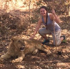 SFA student Krista Ward, a senior biology major from Jasper, spent two and a half weeks at Antelope Park in Zimbabwe conducting research with the volunteer organization African Impact. Ward assisted with a project measuring the effects of captivity on four lions kept on the property.