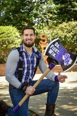 Brett Payne, senior marketing major of Houston and former Marine, serves as Stephen F. Austin State University’s newest Lumberjack mascot. 