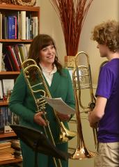 Dr. Deb Scott, Stephen F. Austin State University professor of trombone, is the 2019 Teaching Excellence Award recipient for the College of Fine Arts. Photo by Hardy Meredith