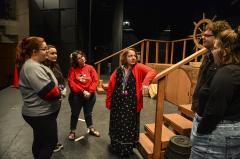  Jackie Rosenfeld, dramatic writing and theatre appreciation instructor in Stephen F. Austin State University’s School of Theatre, speaks with students about the history of opera on stage in SFA’s Turner Auditorium. Rosenfeld recently received the 2019 Faculty Senate Teaching Excellence Award.
