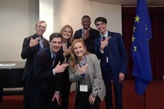 Students from the Stephen F. Austin State University European Union Team recently tied for fourth place at the Midwest Model European Union Competition. The team represented the country of Estonia against 21 teams from 17 other universities. Pictured, left to right, Parker Lambes, Aaron Kelley, Taylor Tyson, Morgan Moya, John Parks and Daniel Greco.