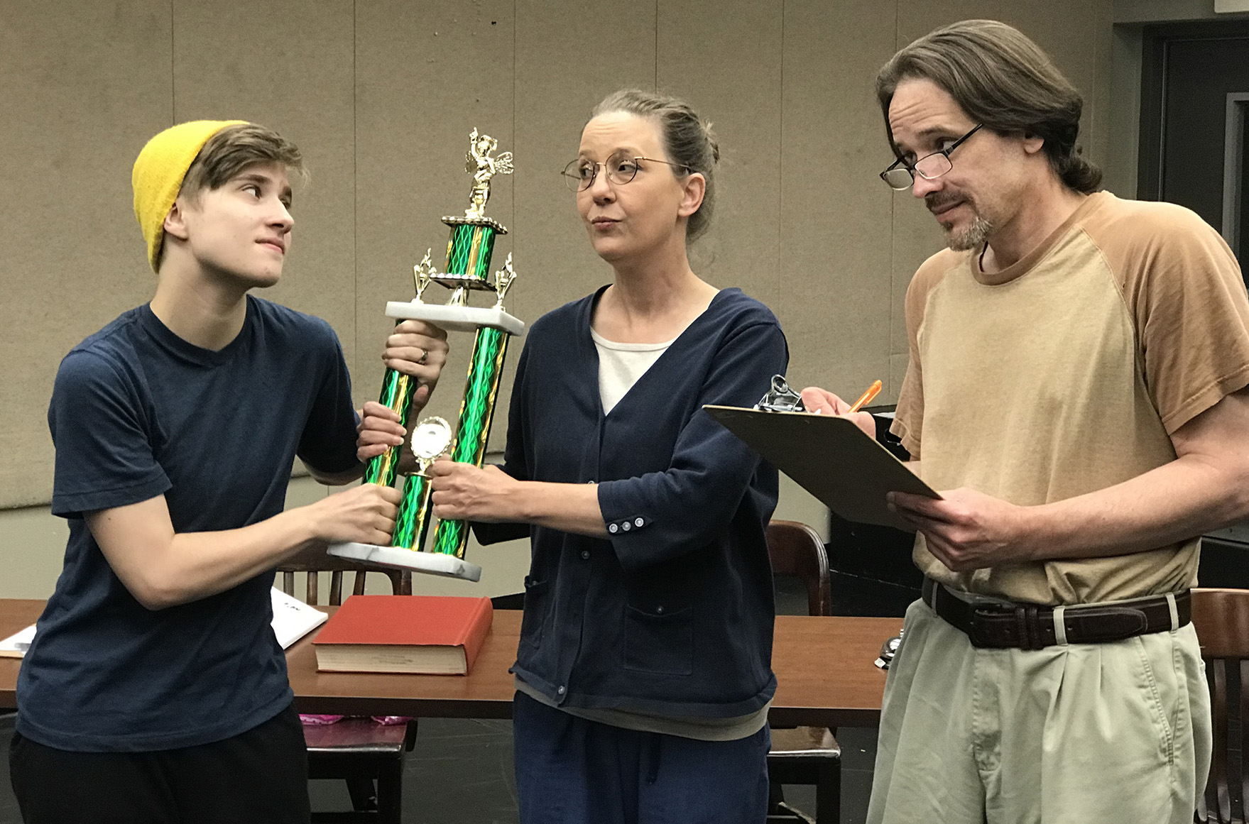 Jason, Roz and Jamie Couch rehearse a scene from "The 25th Annual Putnam County Spelling Bee," a feature of this year's SummerStage Festival at SFA. The festival runs June 27 through July 12 and also features the children's show "The Reluctant Dragon."
