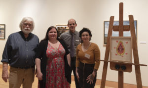 Ericka Bates, far right, a junior art student from Colombia, South America, has been awarded the Gary R. Parker Art Scholarship at SFA. Pictured with her are, from left, Gary Parker, FVA President Crystal Hicks and School of Art Director Christopher Talbot.