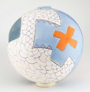 This piece by Erik Ordaz, "N.I.N.J.A.," ceramic, 16 inches by 16 inches by 16 inches, 2023, is one of 35 selected for the 2023 Irene Rosenzweig Biennial Juried Exhibition hosted by The Arts & Science Center for Southeast Arkansas.