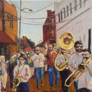 This entry by artist Michelle Filer, titled "Jack's Second Line," is one example of artwork that will be available for bidding in this year's 12 X 12 Scholarship Fundraiser for the Friends of the Visual Arts at SFA. The event is planned for Oct. 7 through 21 at The Cole Art Center @ The Old Opera House with the art party and auction scheduled for Saturday night, Oct. 21.